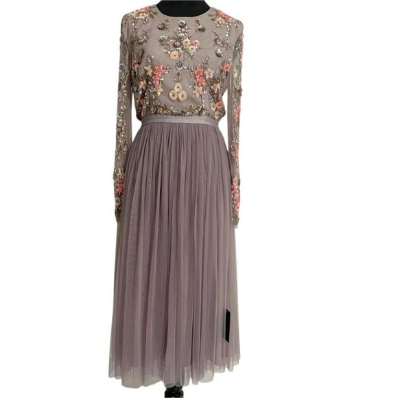 NEW Needle & Thread Size 6  Ditsy Scatter Tulle Dress Midi Pleated Embellished - Picture 2 of 12
